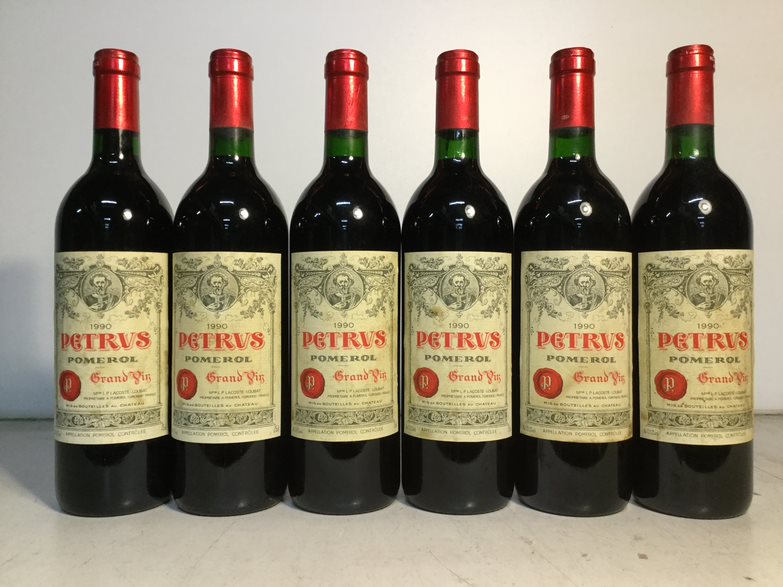 Petrus 1990 - Holzkiste mit 6 Flaschen - unumgeschnallt